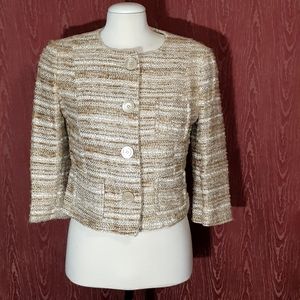 ZARA JACKET 2 POCKETS 4 BUTTONS WOMEN'S SIZE 6 BEIGE/BROWN STRIPES